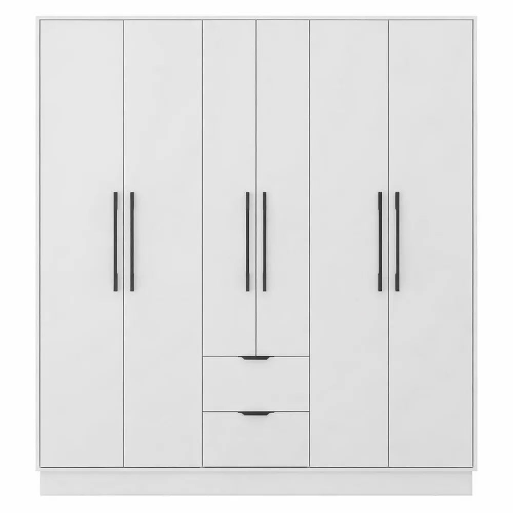 Grande armoire blanche à 6 portes et 2 tiroirs