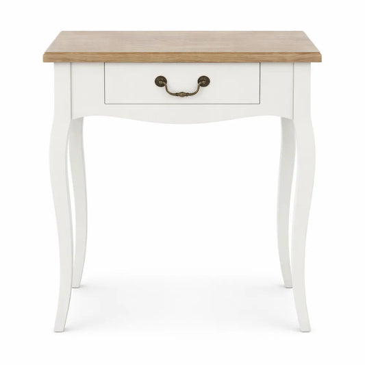 Table de Chevet Baroque Blanche avec Tiroir