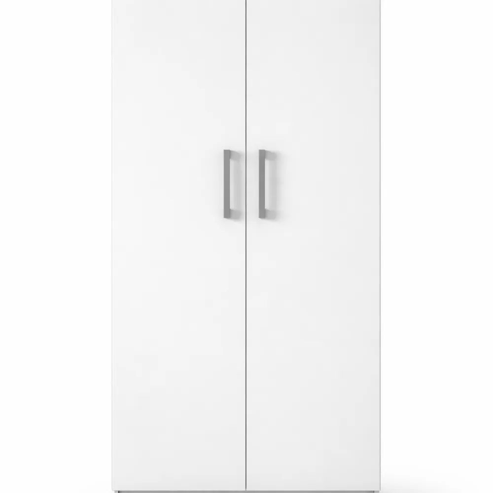 Armoire Blanche à 2 Portes avec 5 Étagères