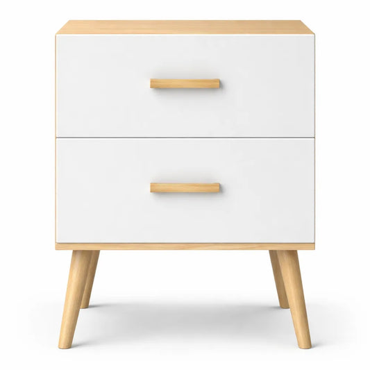 Table de nuit moderne avec deux tiroirs pour chambre ou salon