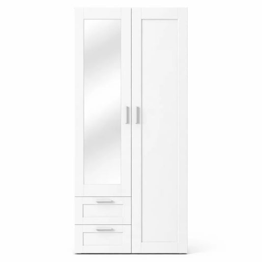 Armoire 2 Portes avec Tiroirs et Miroir, 80 cm