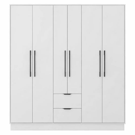 Grande armoire blanche à 6 portes et 2 tiroirs