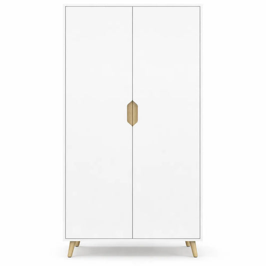 Armoire Scandinave Blanche 2 Portes avec Penderie et Étagères 80 cm