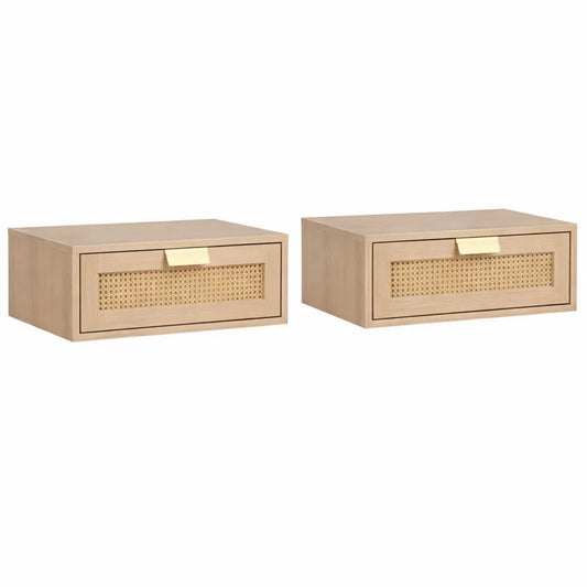 Tables de Chevet Suspendues avec Tiroir Rotin pour Chambre